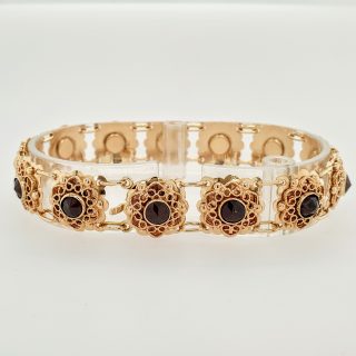 14 Karaat gouden armband met granaat/ vintage #25149
