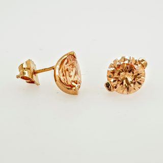 14 karaat rosé gouden oorstekers met cubic zirkonia uit eigen atelier #25178