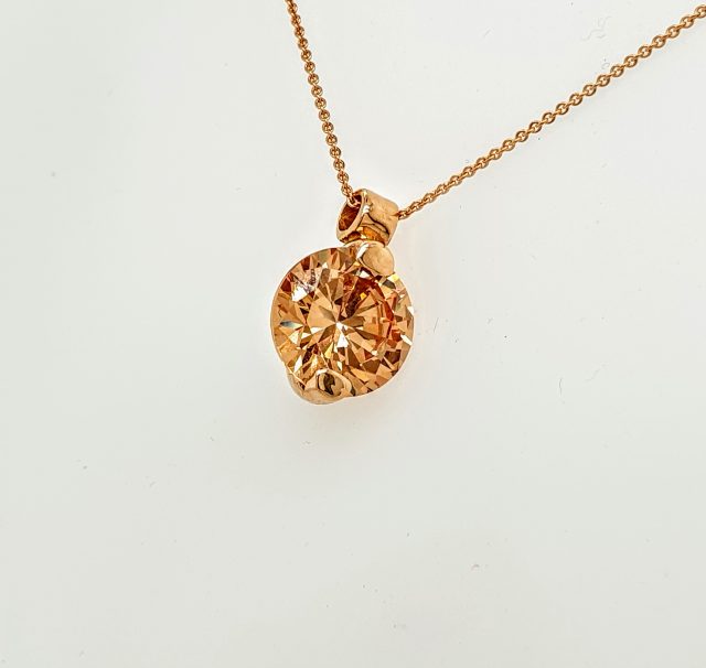 14 karaat rosé gouden hanger met cubic zirkonia #25179