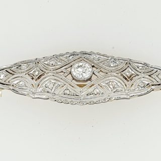 14 karaat platina broche bezet met diamant, occasion #22609