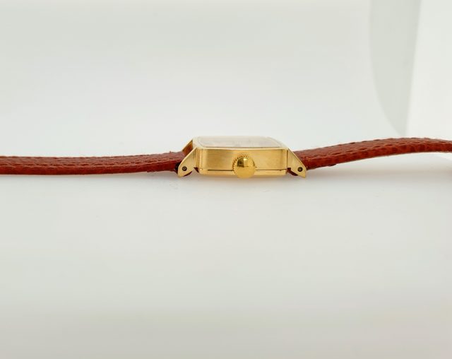 IWC 18 karaat gouden damespolshorloge met leren band. Vintage #25221 - Afbeelding 2