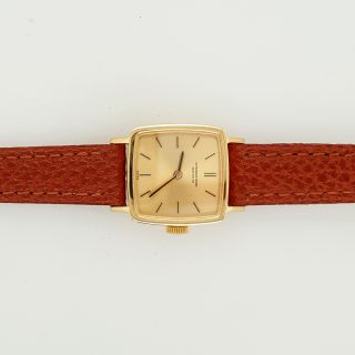IWC 18 karaat gouden damespolshorloge met leren band. Vintage #25221