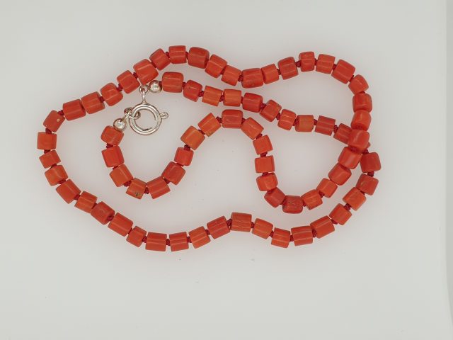 Bloedkoralen ketting met zilveren slot. Vintage #22241 - Afbeelding 3
