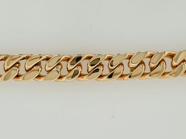Zware14 karaat massief gouden en geslepen heren gourmet armband. Vintage #25255 - Afbeelding 6