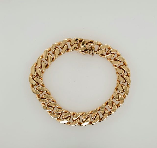 Zware14 karaat massief gouden en geslepen heren gourmet armband. Vintage #25255 - Afbeelding 3