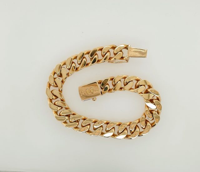 Zware14 karaat massief gouden en geslepen heren gourmet armband. Vintage #25255 - Afbeelding 5