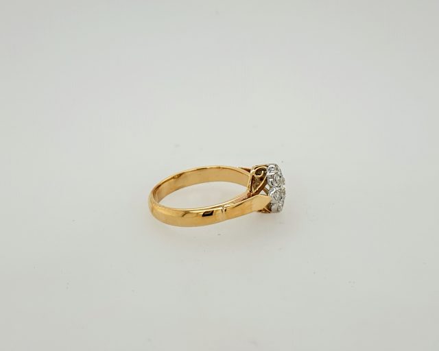 14 karaat gouden bicolor entourage ring. Occasion #25262 - Afbeelding 2