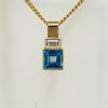14 karaat bicolor gouden hanger met Topaas London Blue met een baguette geslepen diamant #25314