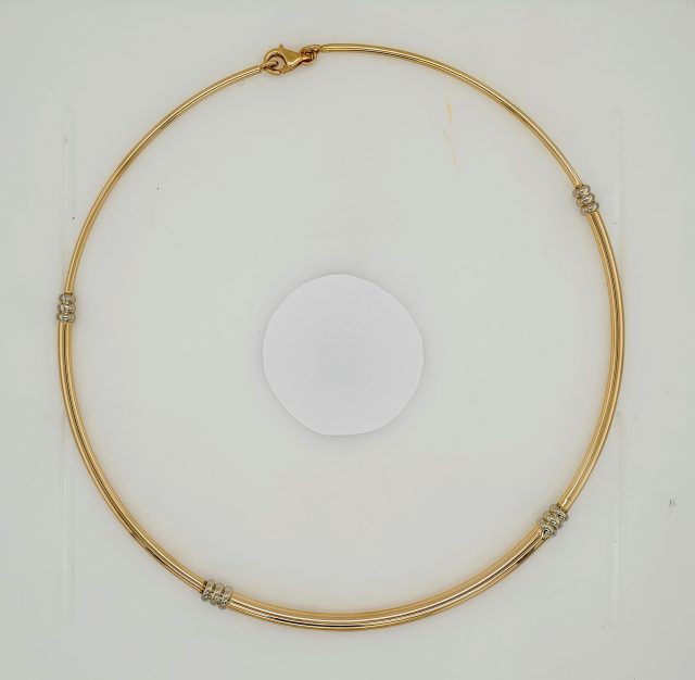 14 Karaat bicolor gouden chooker. Occasion #25327 - Afbeelding 2