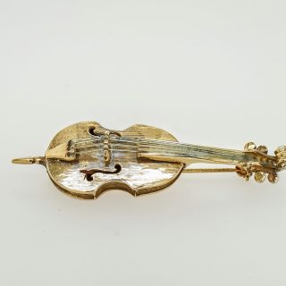 Verguld zilveren Chello broche van 57 mm. 2e Hands. Muziekinstrument. #25344