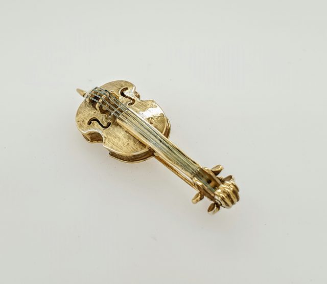 Verguld zilveren Chello broche van 57 mm. 2e Hands. Muziekinstrument. #25344 - Afbeelding 2