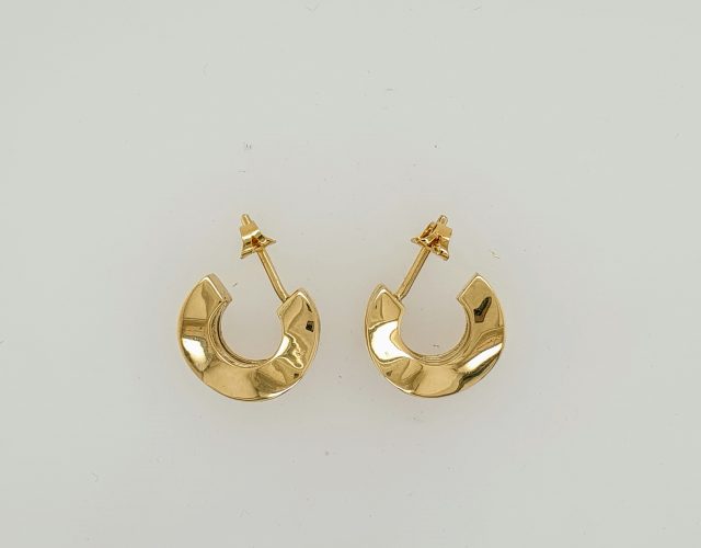 14 Karaat handgemaakt creolen met briljant geslepen diamantjes. Unica's #25348 - Afbeelding 4