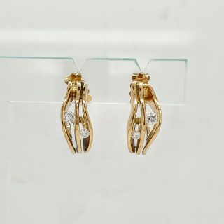 14 Karaat handgemaakt creolen met briljant geslepen diamantjes. Unica's #25348