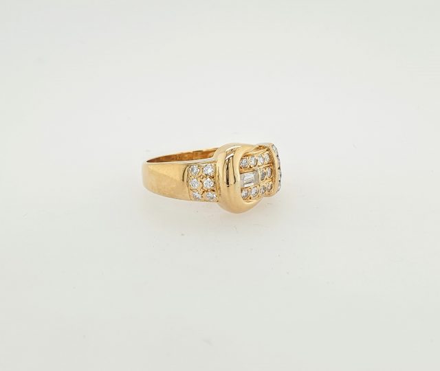 18 karaat gouden gespring met briljant. Occasion #25473 - Afbeelding 2