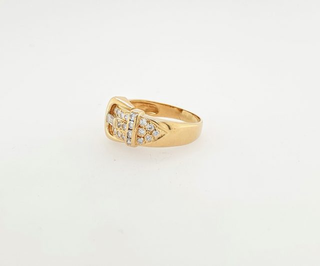 18 karaat gouden gespring met briljant. Occasion #25473 - Afbeelding 3