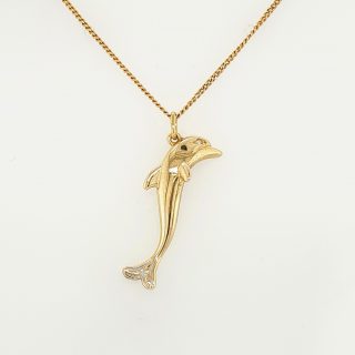 gouden dolfijn bedel of hanger. Occasion #25468