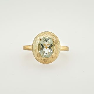14 karaat ring met mint quarts. #25489