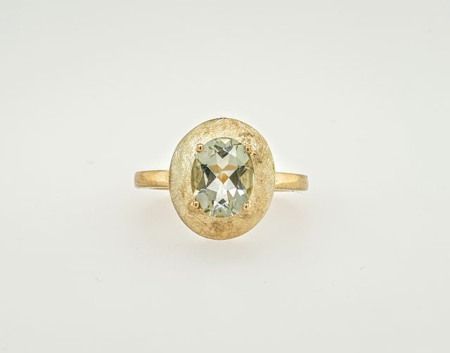 14 karaat ring met mint quarts. #25489