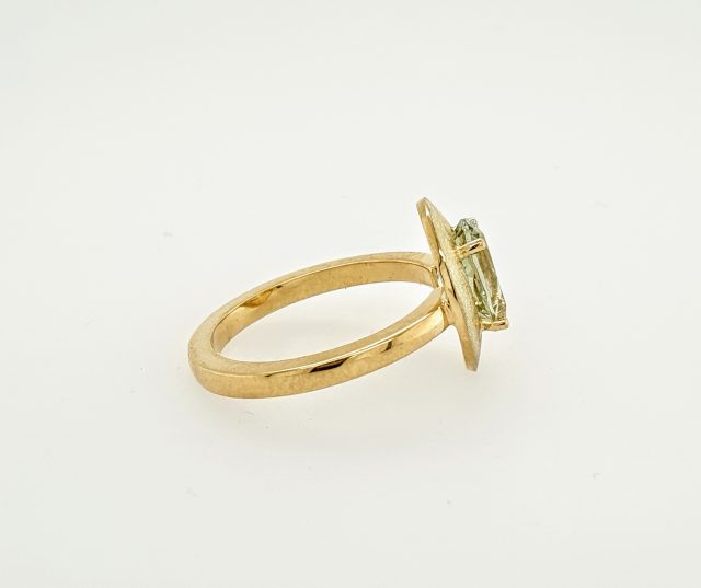 14 karaat ring met mint quarts. #25489 - Afbeelding 3