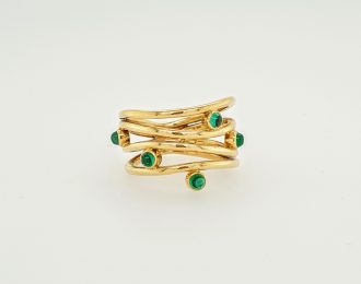 Geelgouden ring met Smaragd #6891