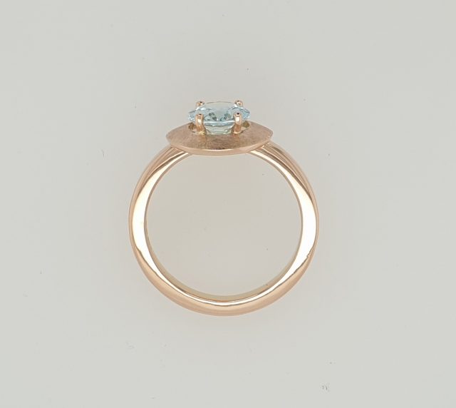 14 Karaat rosé gouden ring met aquamarijn. Handgemaakt en uniek. #25508 - Afbeelding 2