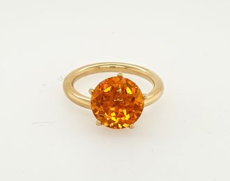 Gouden tuimel penta ring uit eigen atelier. Citrien gold. 14 karaat geelgoud #25519