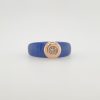 Blauwe keramische ring met een Citrien in een 18 karaat rosé gouden kopje van Charlotte / Ehinger Schwarz. #25194/23051