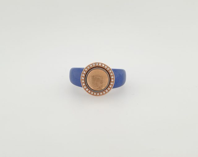 Charlotte keramische Kobaltblauwe ring # 25194 met een gouden kopje # 21836 - Afbeelding 4