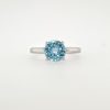 14 Karaat witgouden handgemaakte aquamarijn ring met 4 poots zetting # 22164