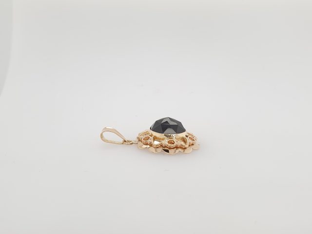 14 Karaat occasion gouden hanger met granaat. # 25583 - Afbeelding 2