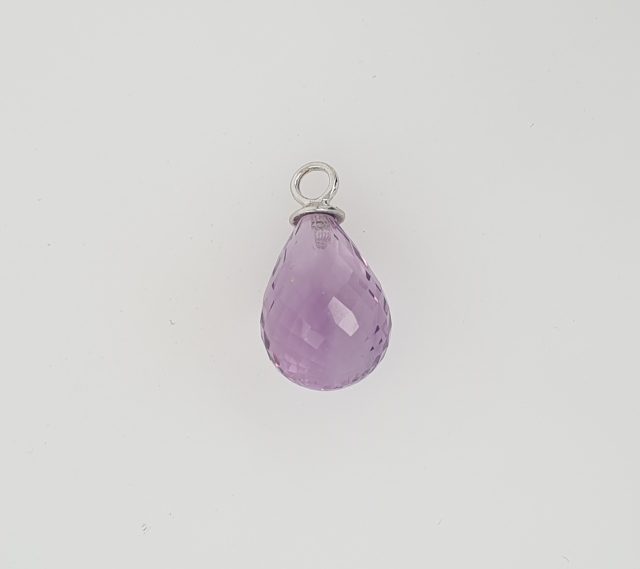 Amethist briolet hanger met witgouden hangoog. # 25584 - Afbeelding 2