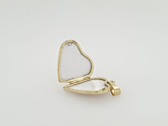 14 Karaat geelgouden hart hanger/medaillon #25612 - Afbeelding 3