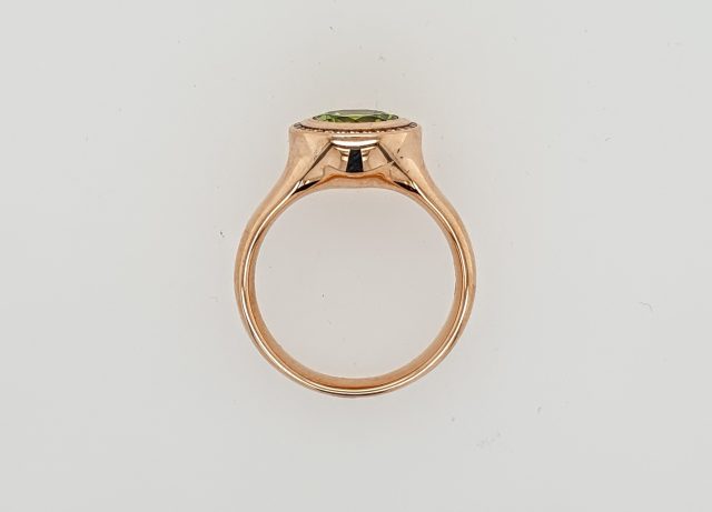 18 krt. Rosé gouden ring met Peridot en briljant/Tresoro / Ehinger Schwarz. #25682 - Afbeelding 2