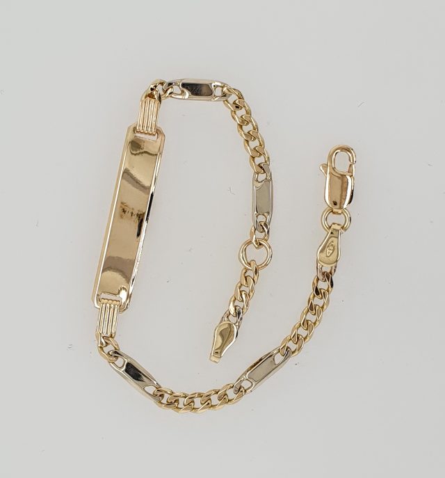 14 Karaat bicolor gouden fantasie plaatband 15 cm. # 25699