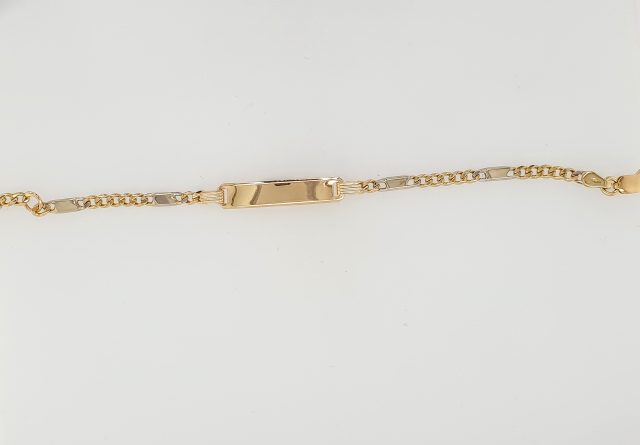 14 Karaat bicolor gouden fantasie plaatband 15 cm. # 25699 - Afbeelding 2