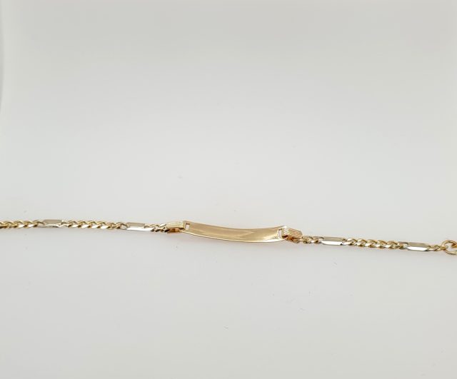 14 Karaat bicolor gouden fantasie plaatband 15 cm. # 25699 - Afbeelding 3