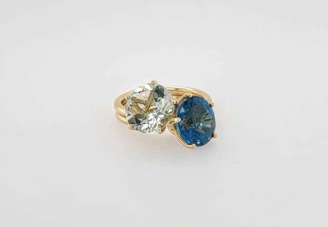 14 Karaat geelgouden Tuimel Penta dubbel split ring. Handgemaakt. #25712 - Afbeelding 12