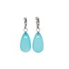 14 krt witgouden oorhangers Chalcedoon. Sea Blue. #25614