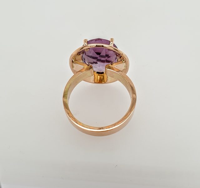 14 krt. Rosé gouden handgemaakte ring met Amethist genaamd schotelring. # 25734 - Afbeelding 5