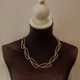 Zilveren collier met 1 met goud opgelegde schakel # 19016