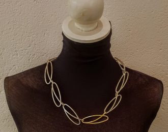 Zilveren collier met 1 met goud opgelegde schakel # 19016