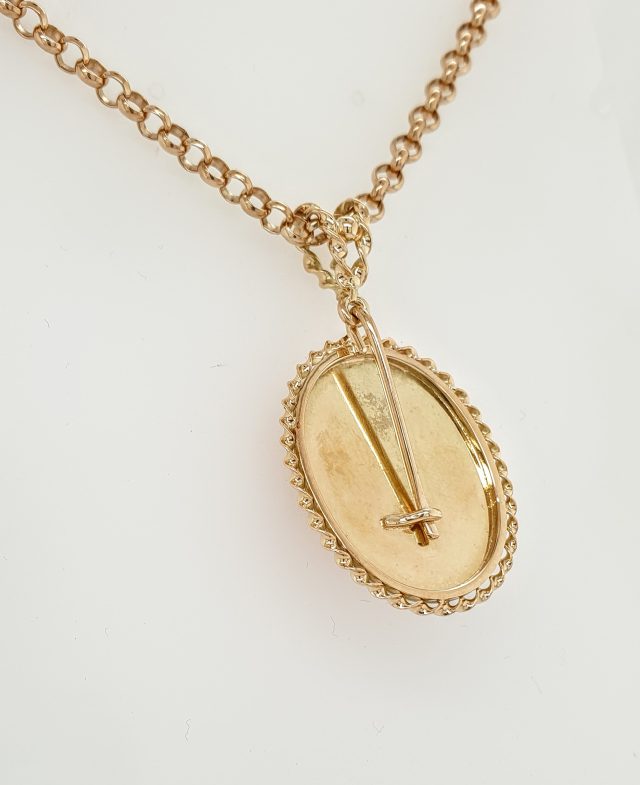 14 Karaat gouden hanger met Bloedkoraal Camee. Occasion # 25769 - Afbeelding 2