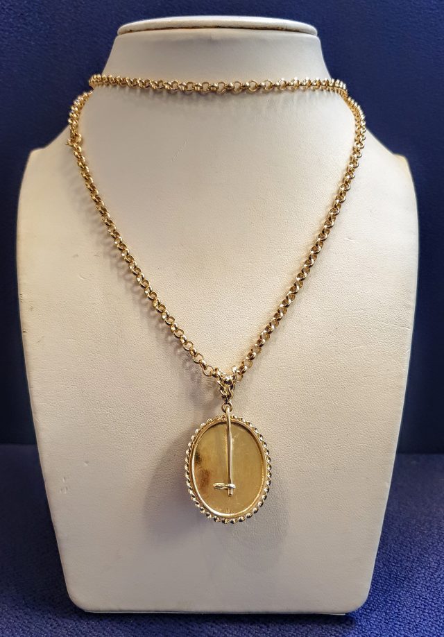 14 Karaat gouden hanger met Bloedkoraal Camee. Occasion # 25769 - Afbeelding 7