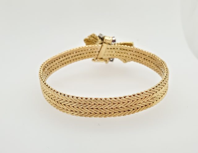 18 Karaat gouden occasion armband met robijn en diamant # 25771 - Afbeelding 3