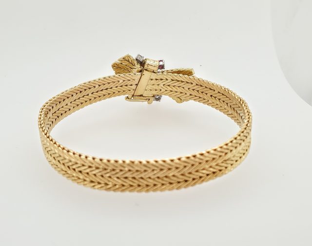 18 Karaat gouden occasion armband met robijn en diamant # 25771 - Afbeelding 2