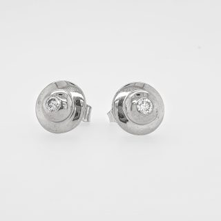 14 Karaat witgouden oorknoppen met diamant. #25728