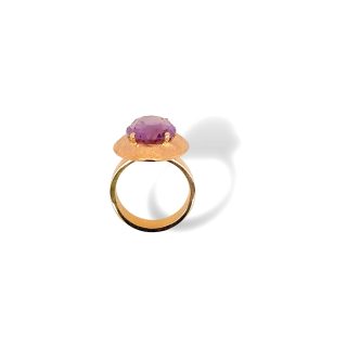 14 krt. Rosé gouden handgemaakte ring met Amethist genaamd schotelring. # 25734