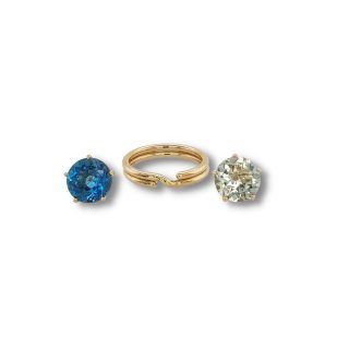 14 Karaat geelgouden Tuimel Penta dubbel split ring. Handgemaakt. #25712