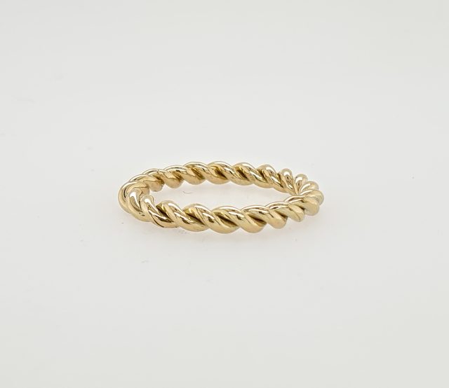 14 Karaat handgemaakte getordeerde aanschuifring 3mm dik #25848 - Afbeelding 2