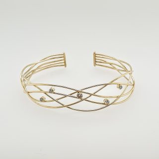 14 Karaat gouden handgemaakte armband met diamant #25912